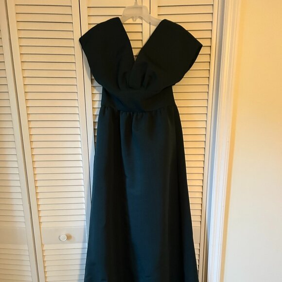 Amsale Kiernan Faille Bridesmaid Dress, Size 6, Emerald - Picture 1 of 7